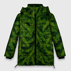 Куртка зимняя женская Текстура Ели Елка Паттерн, цвет: 3D-черный