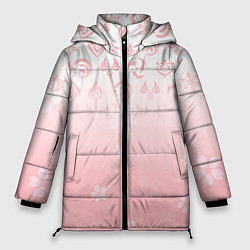 Куртка зимняя женская ГЕНШИН ИМПАКТ ЯПОНИЯ САКУРА ЦВЕТОК, цвет: 3D-красный