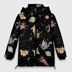 Женская зимняя куртка Космические коты
