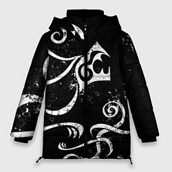 Куртка зимняя женская ТАТУИРОВКА ДРАКЕНА WHITE AND BLACK, цвет: 3D-черный