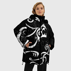 Куртка зимняя женская ТАТУИРОВКА ДРАКЕНА WHITE AND BLACK, цвет: 3D-красный — фото 2