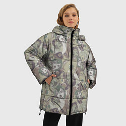 Куртка зимняя женская Ahegao Цвета Хаки, цвет: 3D-черный — фото 2