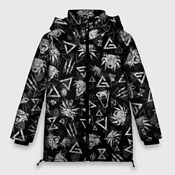 Куртка зимняя женская ВЕДЬМАЧЬИ ЗНАКИ И ШКОЛЫ, цвет: 3D-светло-серый