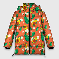 Куртка зимняя женская Паттерн из авокадо, цвет: 3D-светло-серый