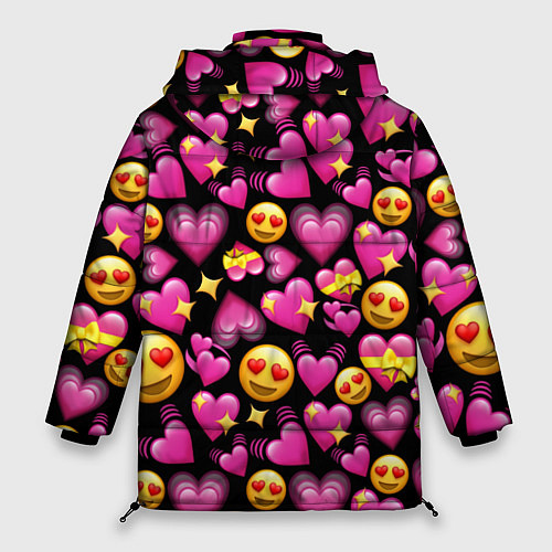 Женская зимняя куртка Эмодзи сердечки / 3D-Красный – фото 2