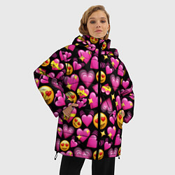 Куртка зимняя женская Эмодзи сердечки, цвет: 3D-красный — фото 2
