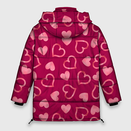 Женская зимняя куртка Паттерн сердечки / 3D-Красный – фото 2