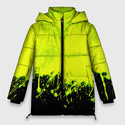 Куртка зимняя женская НЕОНОВЫЕ БРЫЗГИ КРАСКИ, цвет: 3D-черный