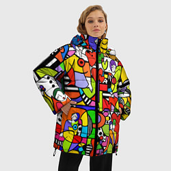 Куртка зимняя женская Romero Britto - love collage, цвет: 3D-красный — фото 2