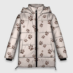 Женская зимняя куртка Бежевый паттерн лапки
