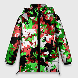 Куртка зимняя женская Красно-зеленый камуфляж, цвет: 3D-красный