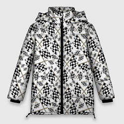 Куртка зимняя женская Флажки для Автогонок, цвет: 3D-светло-серый