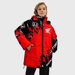 Куртка зимняя женская Honda нарисованный огонь, цвет: 3D-красный — фото 2