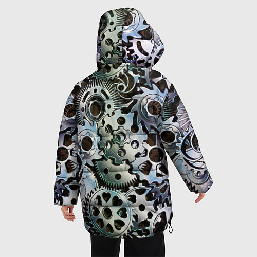 Женская зимняя куртка Стимпанк шестеренки Steampunk / 3D-Светло-серый – фото 4