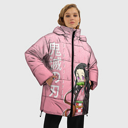 Куртка зимняя женская НЕДЗУКО DEMON SLAYER КЛИНОК, цвет: 3D-красный — фото 2