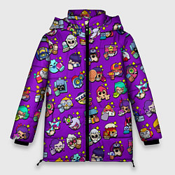 Женская зимняя куртка Особые редкие значки Бравл Пины фиолетовый фон Bra
