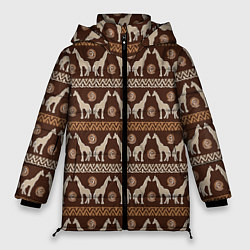 Женская зимняя куртка Жирафы Африка паттерн
