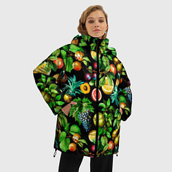 Куртка зимняя женская Сочные фрукты - персик, груша, слива, ананас, цвет: 3D-светло-серый — фото 2