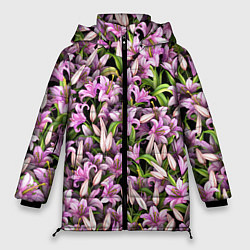 Куртка зимняя женская Лилии цветут, цвет: 3D-черный