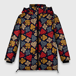Куртка зимняя женская Карточные Масти Cards, цвет: 3D-красный
