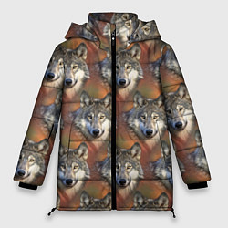Женская зимняя куртка Волки Wolfs паттерн