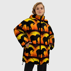 Куртка зимняя женская Силуэт слона паттерн, цвет: 3D-черный — фото 2