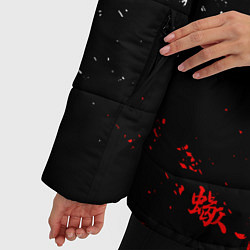 Куртка зимняя женская КРАСНО БЕЛЫЕ ИЕРОГЛИФЫ ЯПОНИЯ БРЫЗГИ, цвет: 3D-красный — фото 2
