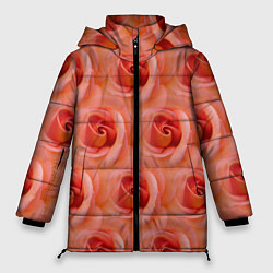 Женская зимняя куртка Розы - цветы - паттерн