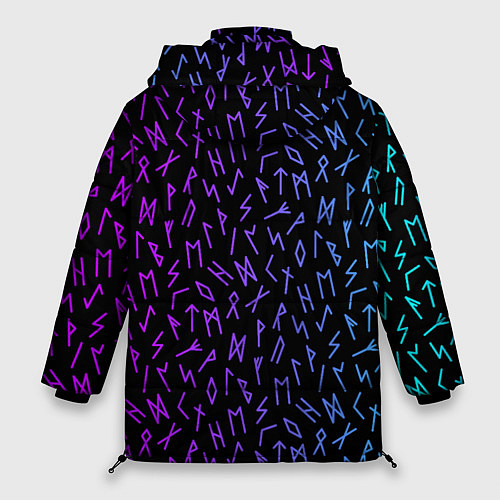 Женская зимняя куртка Рунический алфавит Neon pattern / 3D-Красный – фото 2