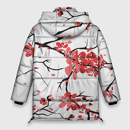 Женская зимняя куртка Распустившиеся цветы / 3D-Красный – фото 2