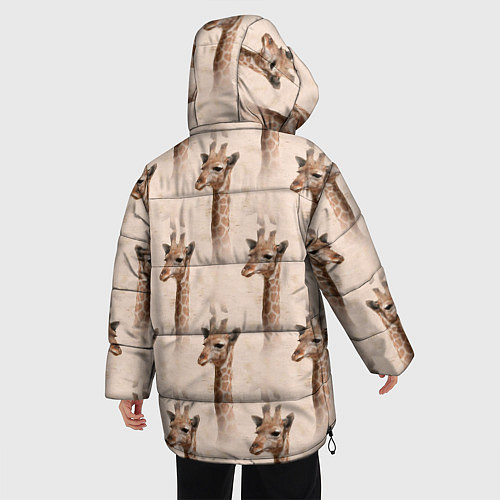 Женская зимняя куртка Голова жирафа паттерн / 3D-Черный – фото 4