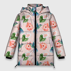 Женская зимняя куртка Колибри и нежные цветы