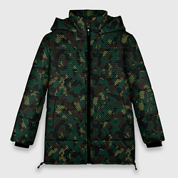 Женская зимняя куртка Тёмно-Зелёный Сеточный Камуфляж