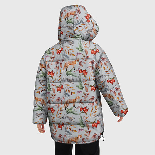 Женская зимняя куртка Лисы и лесные ягоды / 3D-Черный – фото 4