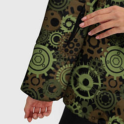 Куртка зимняя женская Стимпанк механизмы шестеренки камуфляж, цвет: 3D-светло-серый — фото 2