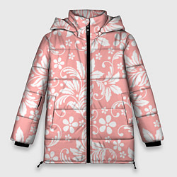 Женская зимняя куртка Белый цветочный узор