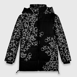 Женская зимняя куртка Абстракция ,серебряный геометрический узор