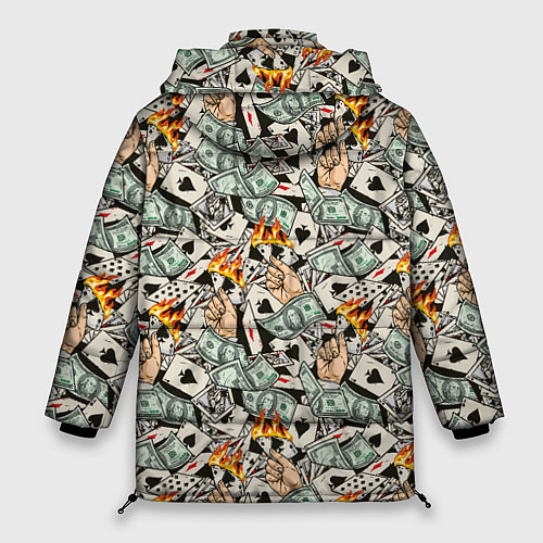 Женская зимняя куртка Карты, Деньги, Казино / 3D-Светло-серый – фото 2