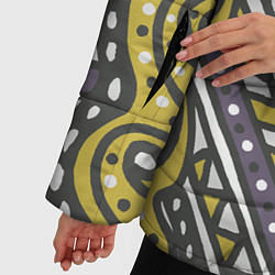Куртка зимняя женская Абстрактный узор в стиле дудл Желтый, серый и белы, цвет: 3D-светло-серый — фото 2
