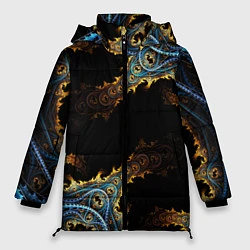 Куртка зимняя женская Огненные фракталы 3d, цвет: 3D-черный