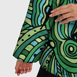 Куртка зимняя женская Абстракция Калейдоскоп Зеленый, голубой и черный ц, цвет: 3D-черный — фото 2