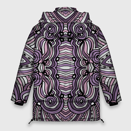 Женская зимняя куртка Абстракция Разноцветный калейдоскоп Фиолетовый, че / 3D-Светло-серый – фото 2