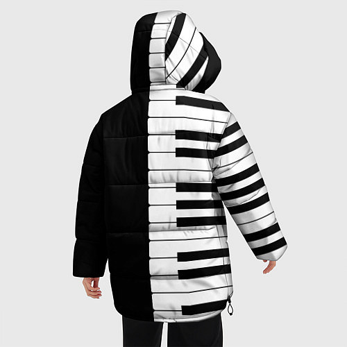 Женская зимняя куртка Черно-Белое Пианино Piano / 3D-Черный – фото 4