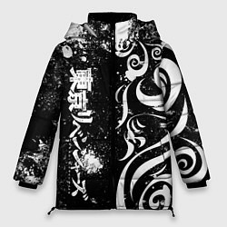 Куртка зимняя женская ТОКИЙСКИЕ МСТИТЕЛИ - БРЫЗГИ КРАСКИ, цвет: 3D-черный