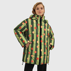 Куртка зимняя женская Забавный полосато-гороховый принт, цвет: 3D-черный — фото 2