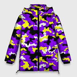 Женская зимняя куртка Камуфляж Фиолетово-Жёлтый