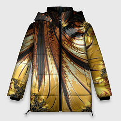 Женская зимняя куртка Черный с золотым фрактал Абстракция