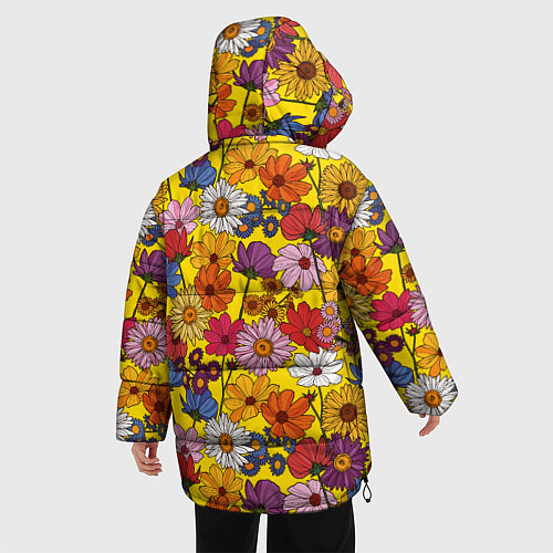 Женская зимняя куртка Цветочки-лютики на желтом фоне / 3D-Светло-серый – фото 4