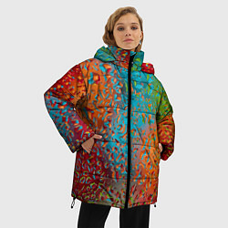 Куртка зимняя женская Капли на стекле Vanguard pattern, цвет: 3D-красный — фото 2