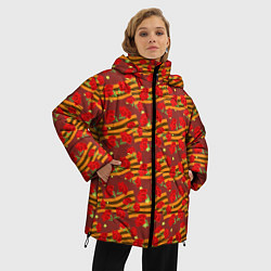 Куртка зимняя женская Гвоздики и Георгиевские Ленты, цвет: 3D-красный — фото 2